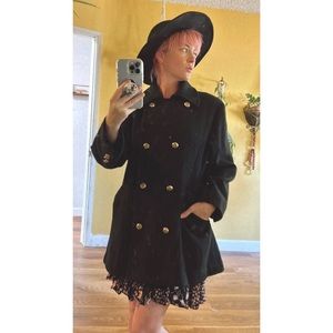 Vintage 90s Peacoat 1990s Black Winter Jacket